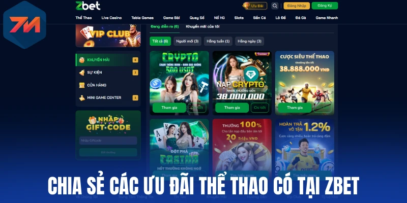 Chia sẻ các ưu đãi thể thao có tại Zbet