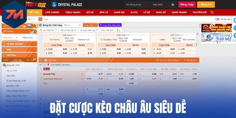 Đặt cược kèo châu Âu siêu dễ
