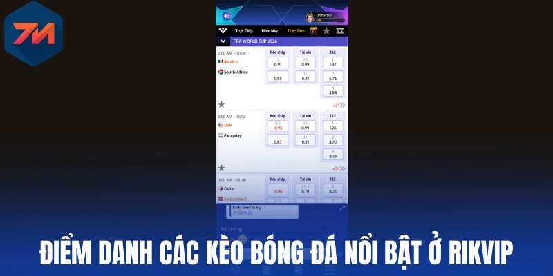 Điểm danh các kèo bóng đá nổi bật ở Rikvip