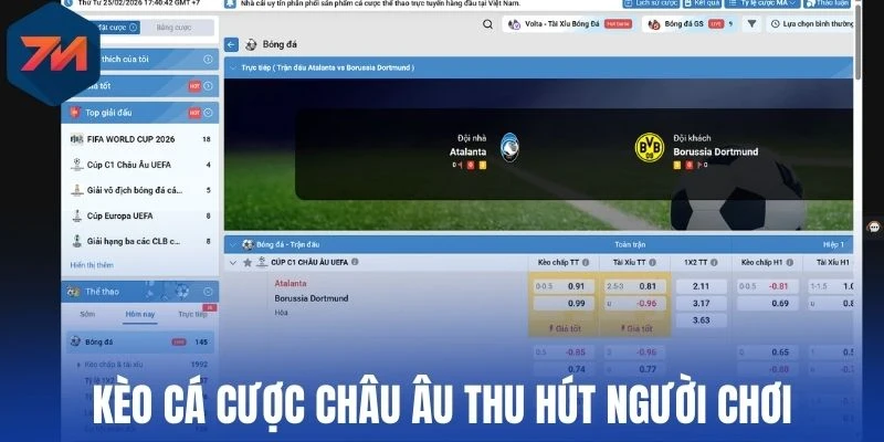 Kèo cá cược châu Âu thu hút người chơi