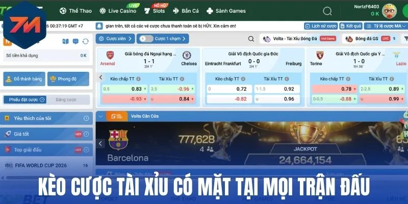 Kèo cược tài xỉu có mặt tại mọi trận đấu