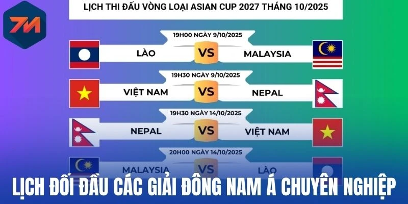 Lịch đối đầu các giải Đông Nam Á chuyên nghiệp