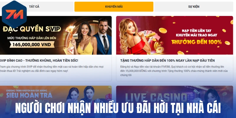 Người chơi nhận nhiều ưu đãi hời tại nhà cái