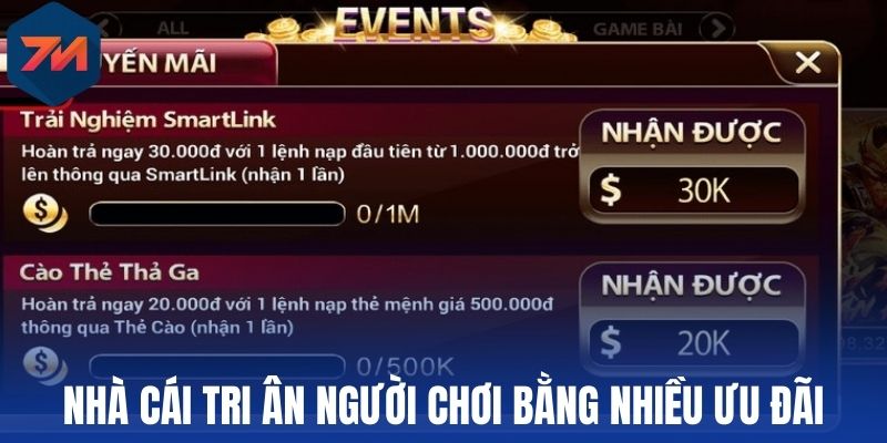 Nhà cái tri ân người chơi bằng nhiều ưu đãi