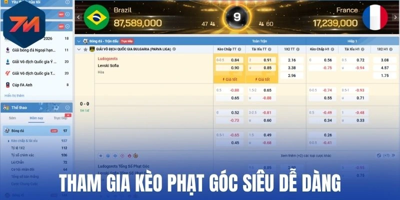 Tham gia kèo phạt góc siêu dễ dàng