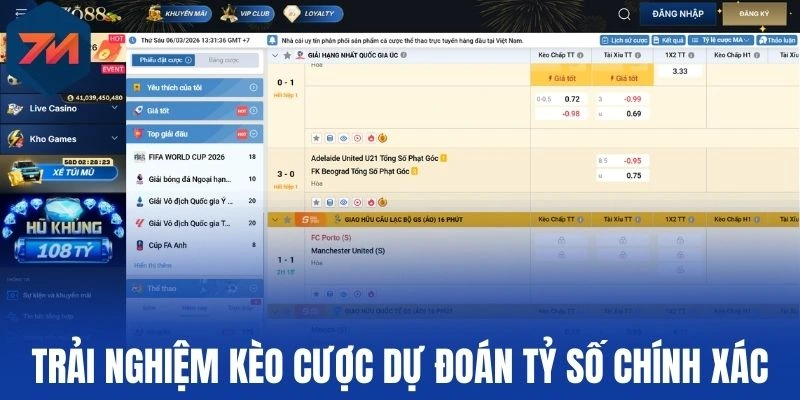 Trải nghiệm kèo cược dự đoán tỷ số chính xác